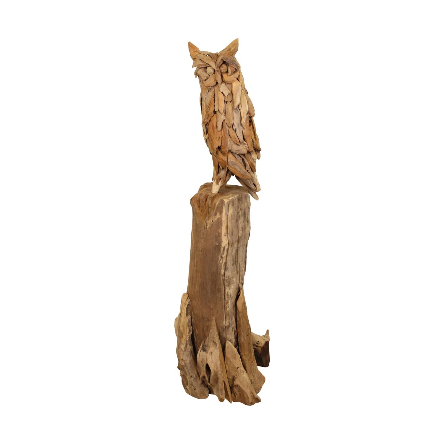 Owl erosion wood on stand 38x38x118cm