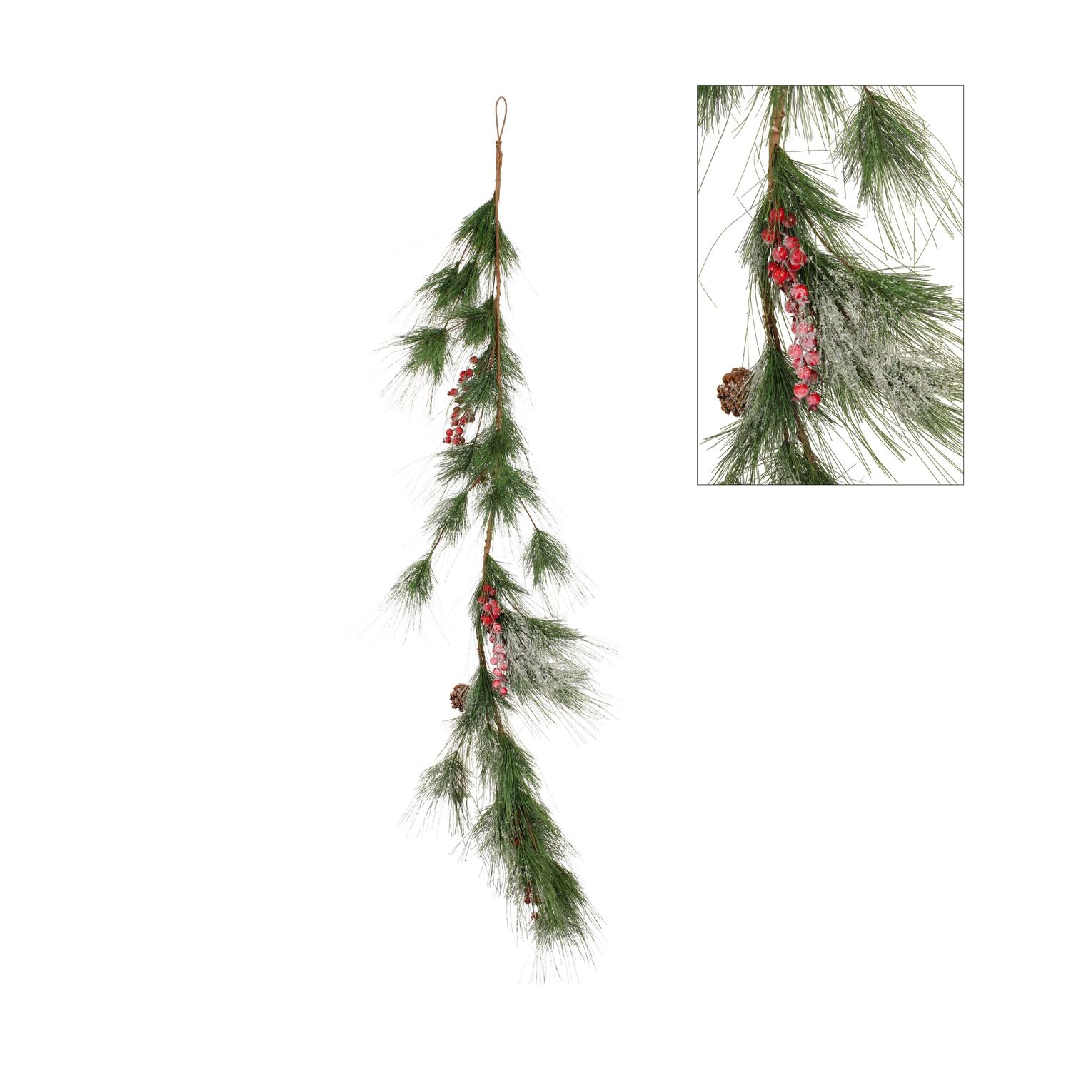 Garland pine needle with berry and pinecone artificial 150x15x10cm - Green