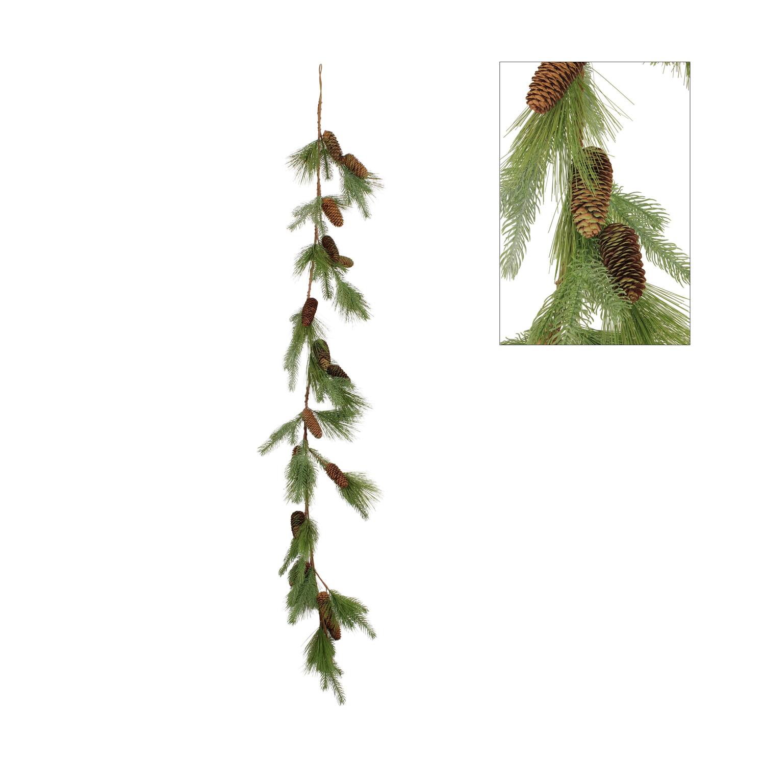 Garland pine needle with pinecones artificial 180x15x6cm - Green