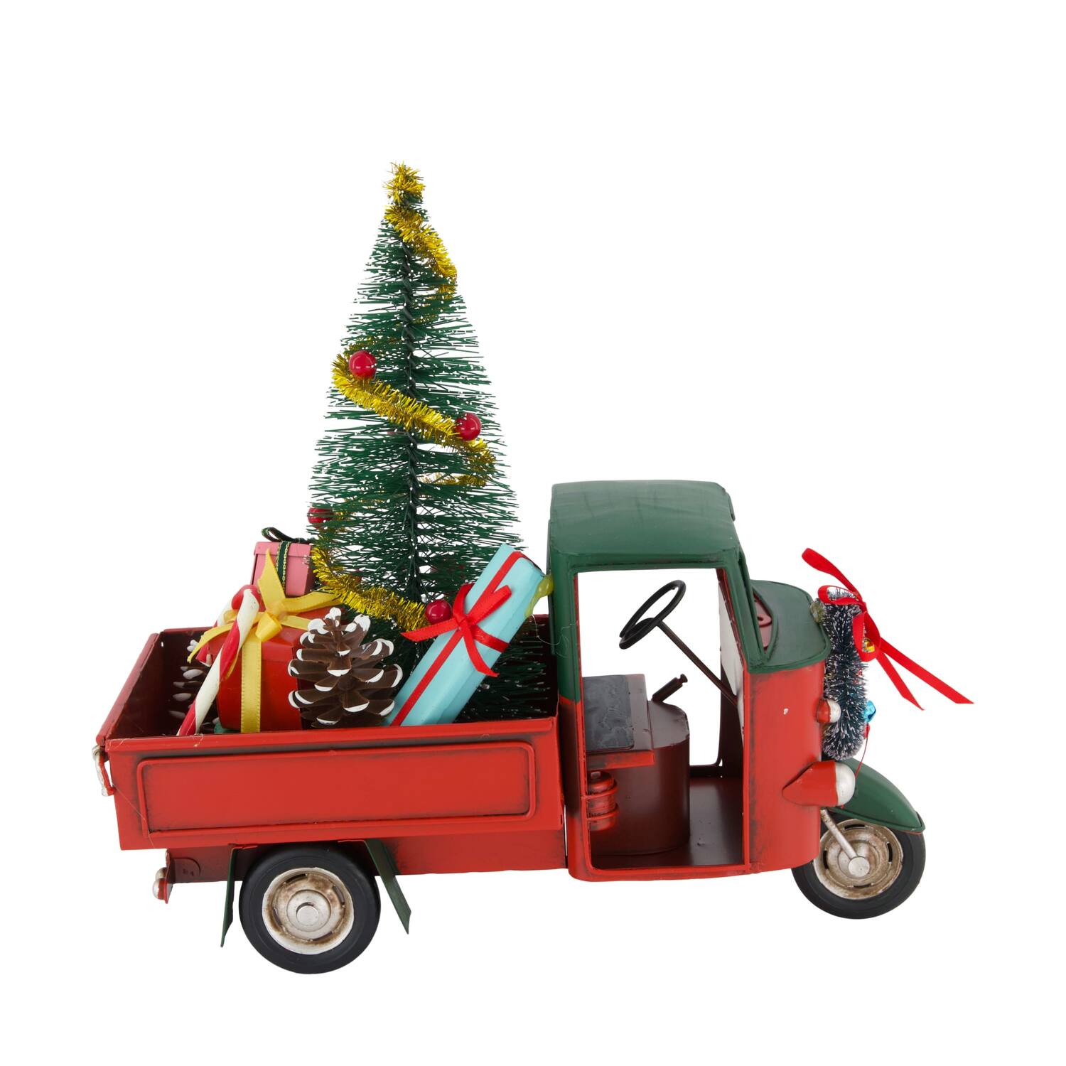 Figurine cargo bike metal 25x11x21cm - Red