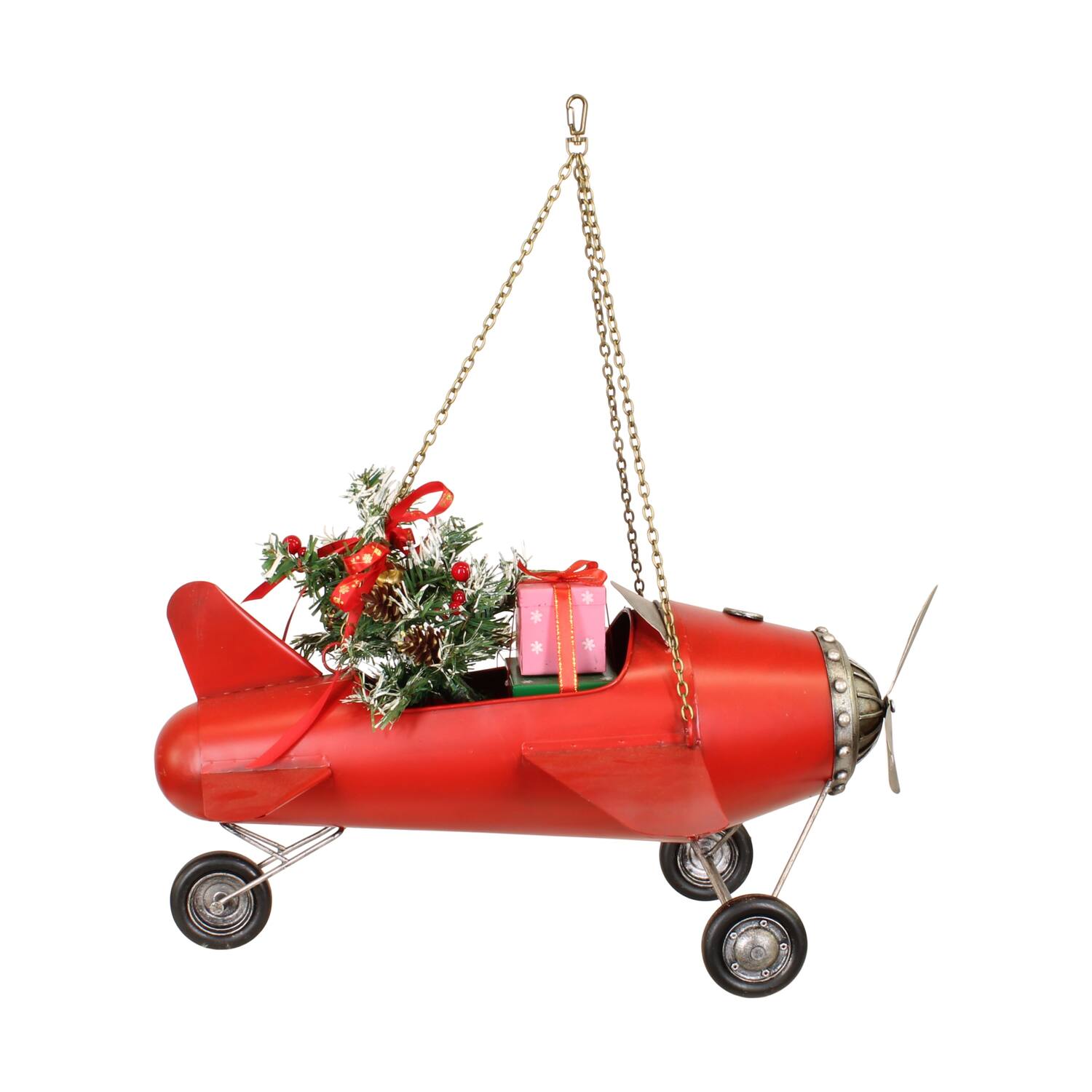 Figurine airplane metal 45x49.5x38cm - Red