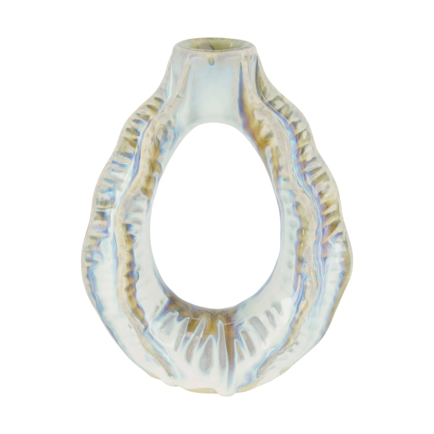 Dinnercandle holder ceramic 11.5x6x14cm - White
