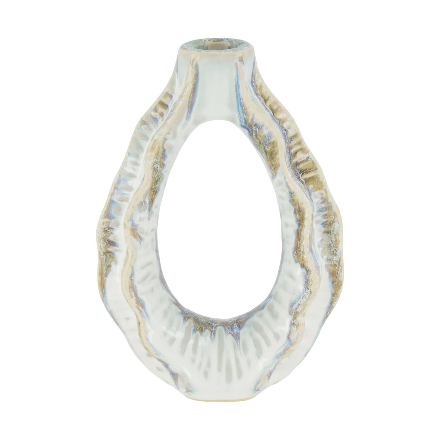 Dinnercandle holder ceramic 12.5x6x18cm - White