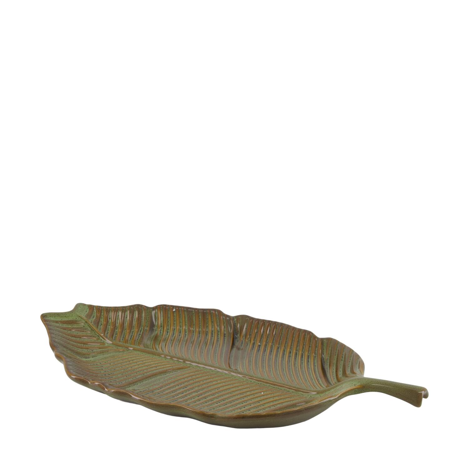 Tray leaf ceramic 46.5x25x3.5cm