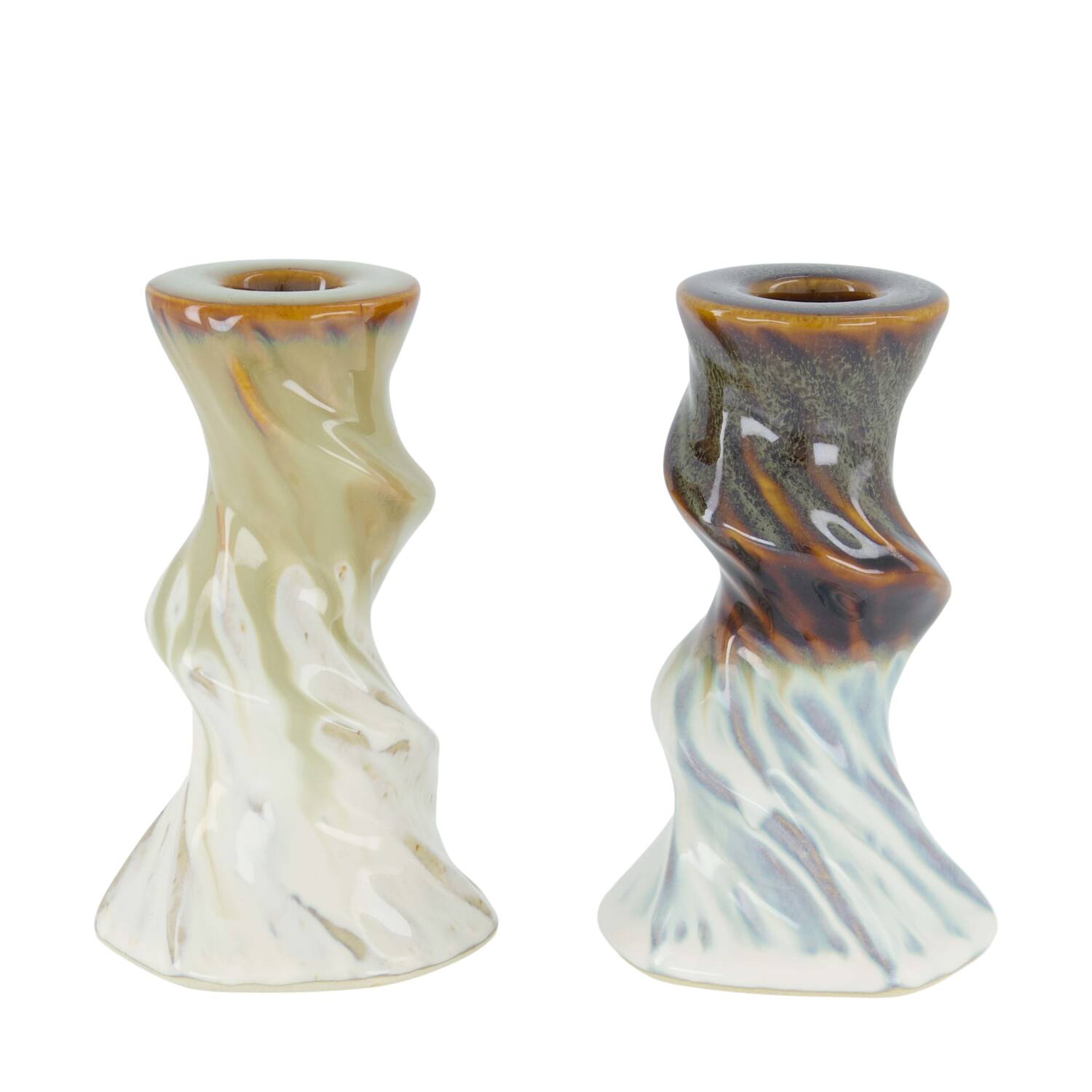 Dinnercandle holder ceramic 8x8x13cm C/2