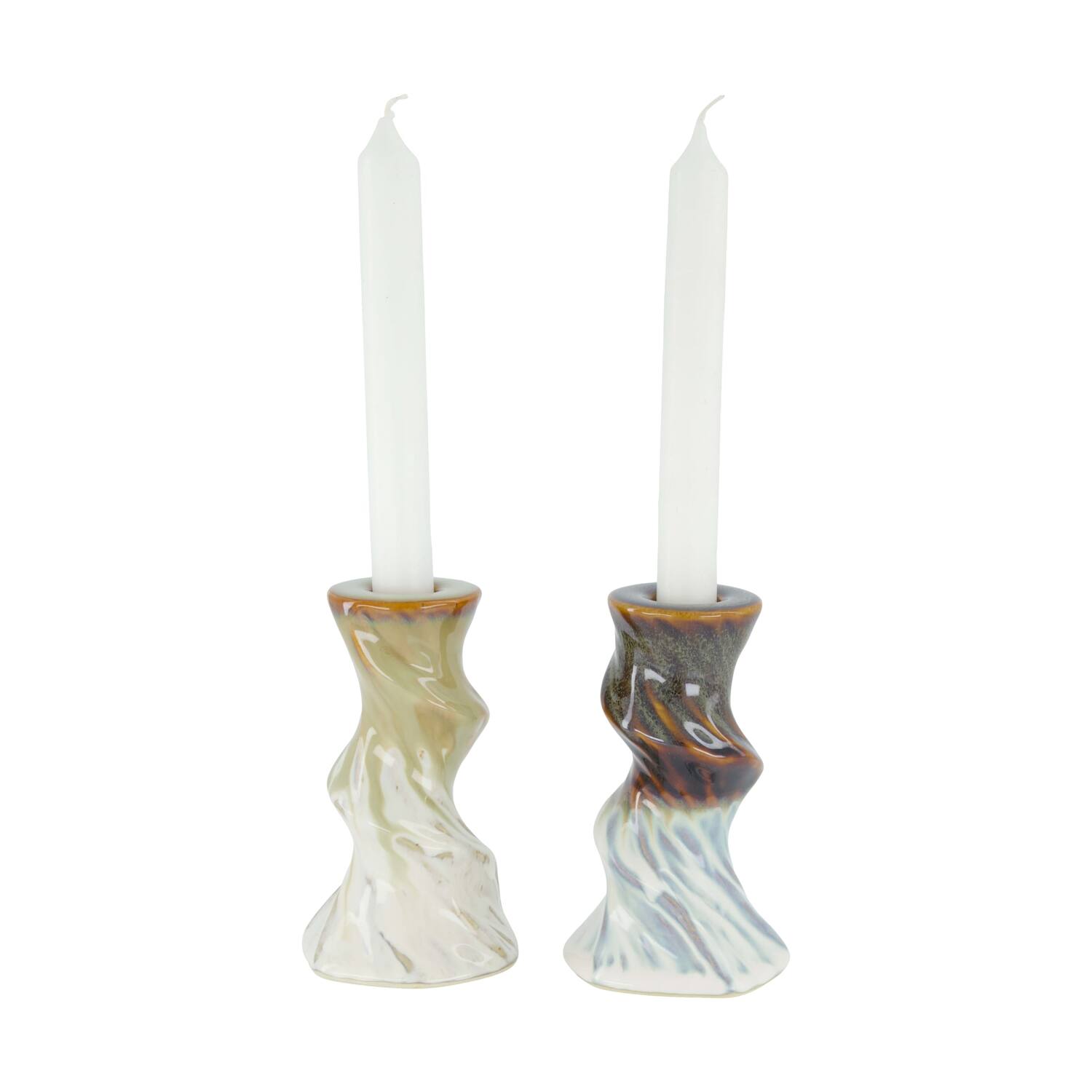 Dinnercandle holder ceramic 8x8x13cm C/2