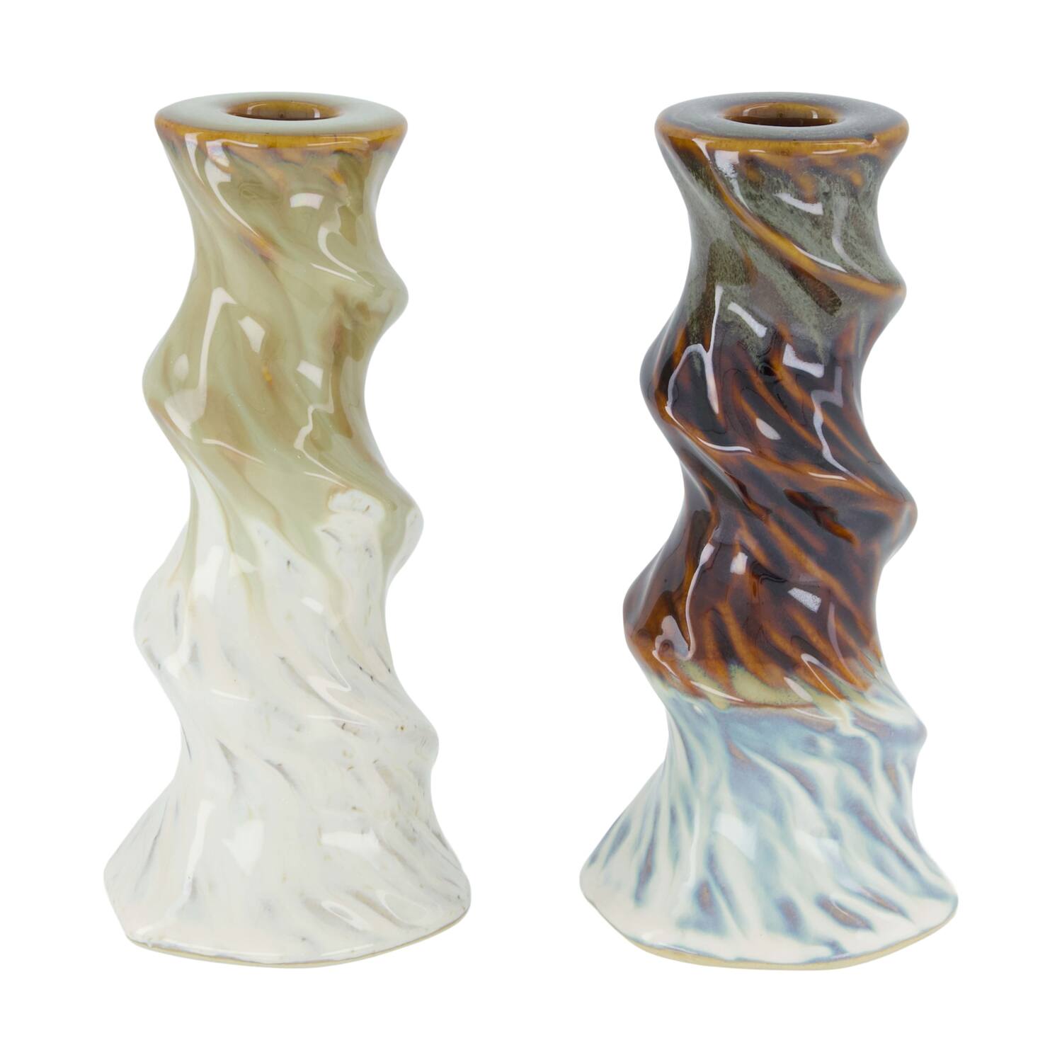 Dinnercandle holder ceramic 8x8x17.5cm C/2