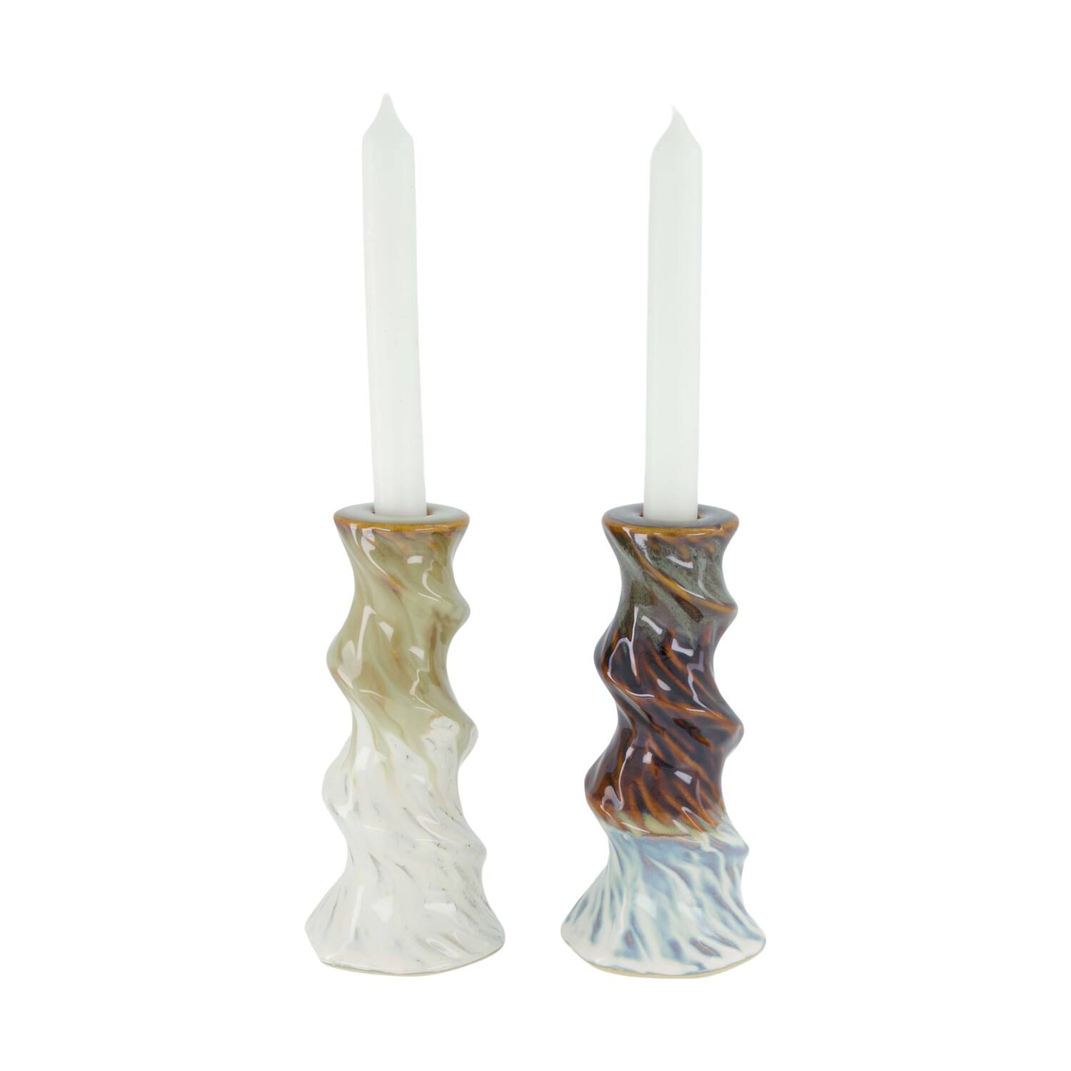 Dinnercandle holder ceramic 8x8x17.5cm C/2