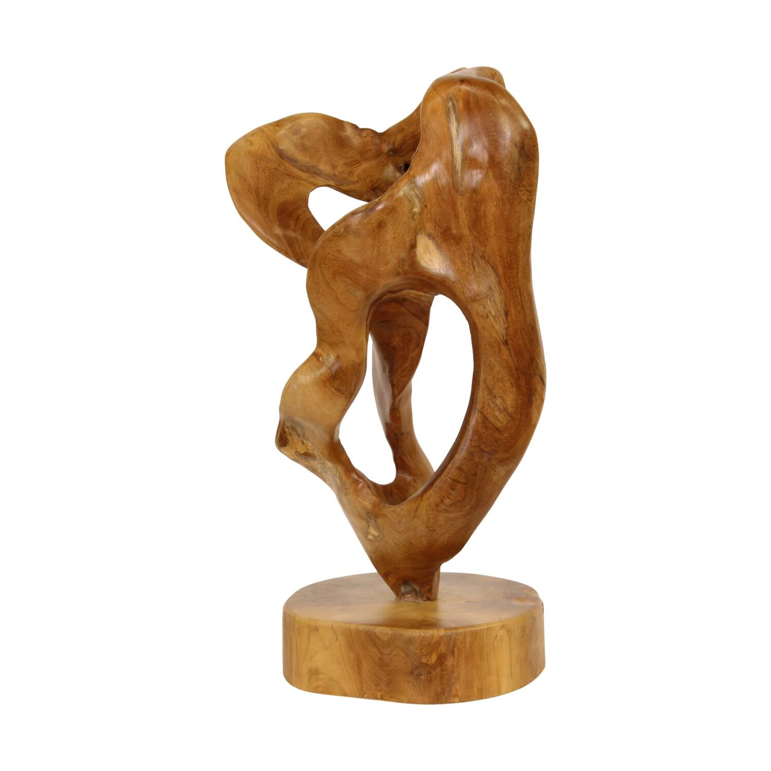 Statue teak wood on stand 50x30x70cm