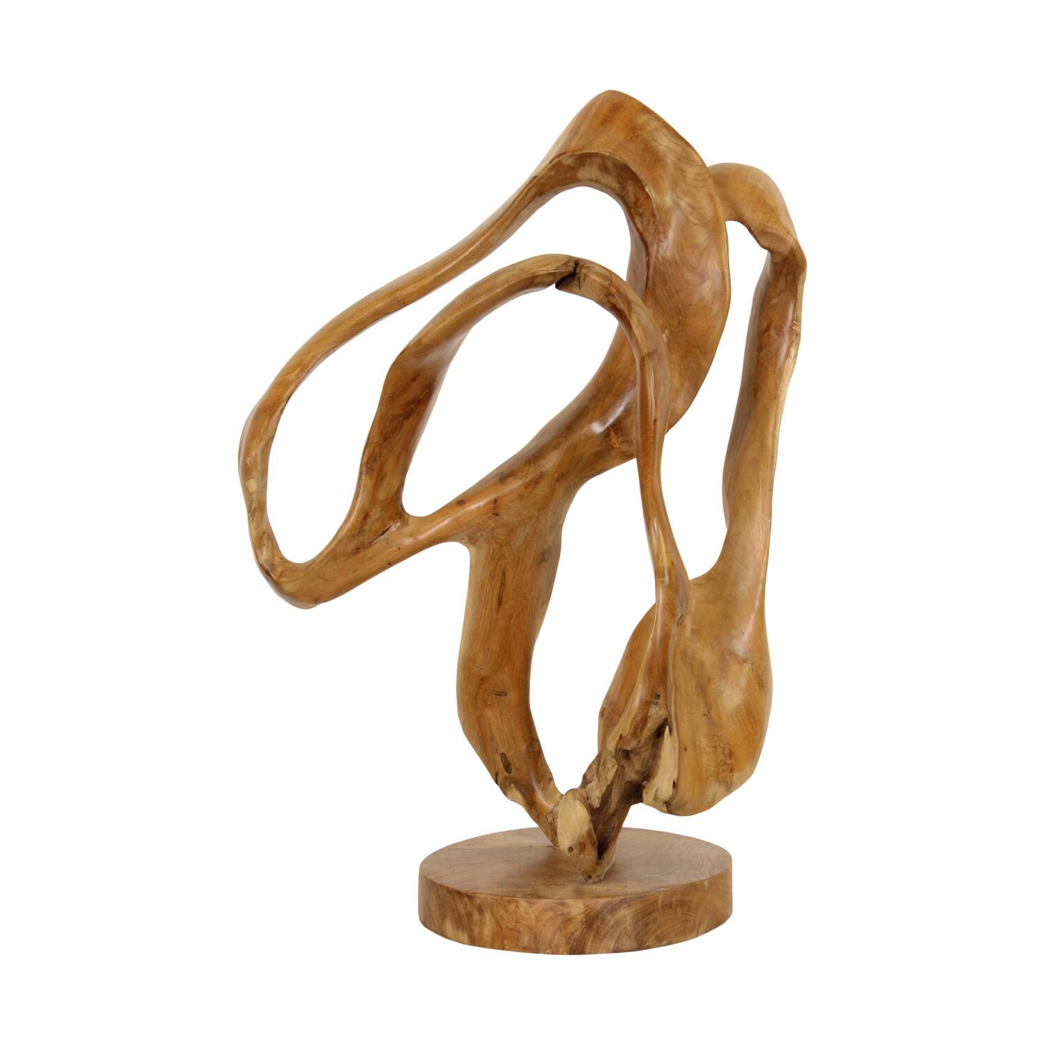 Statue teak wood on stand 50x30x70cm