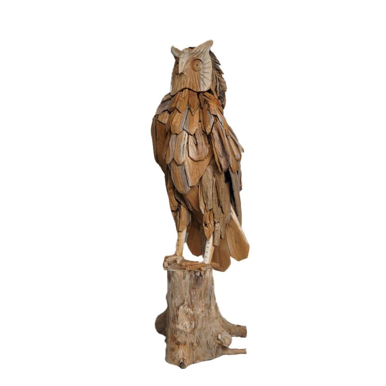Statue owl teak wood 30x30x78cm