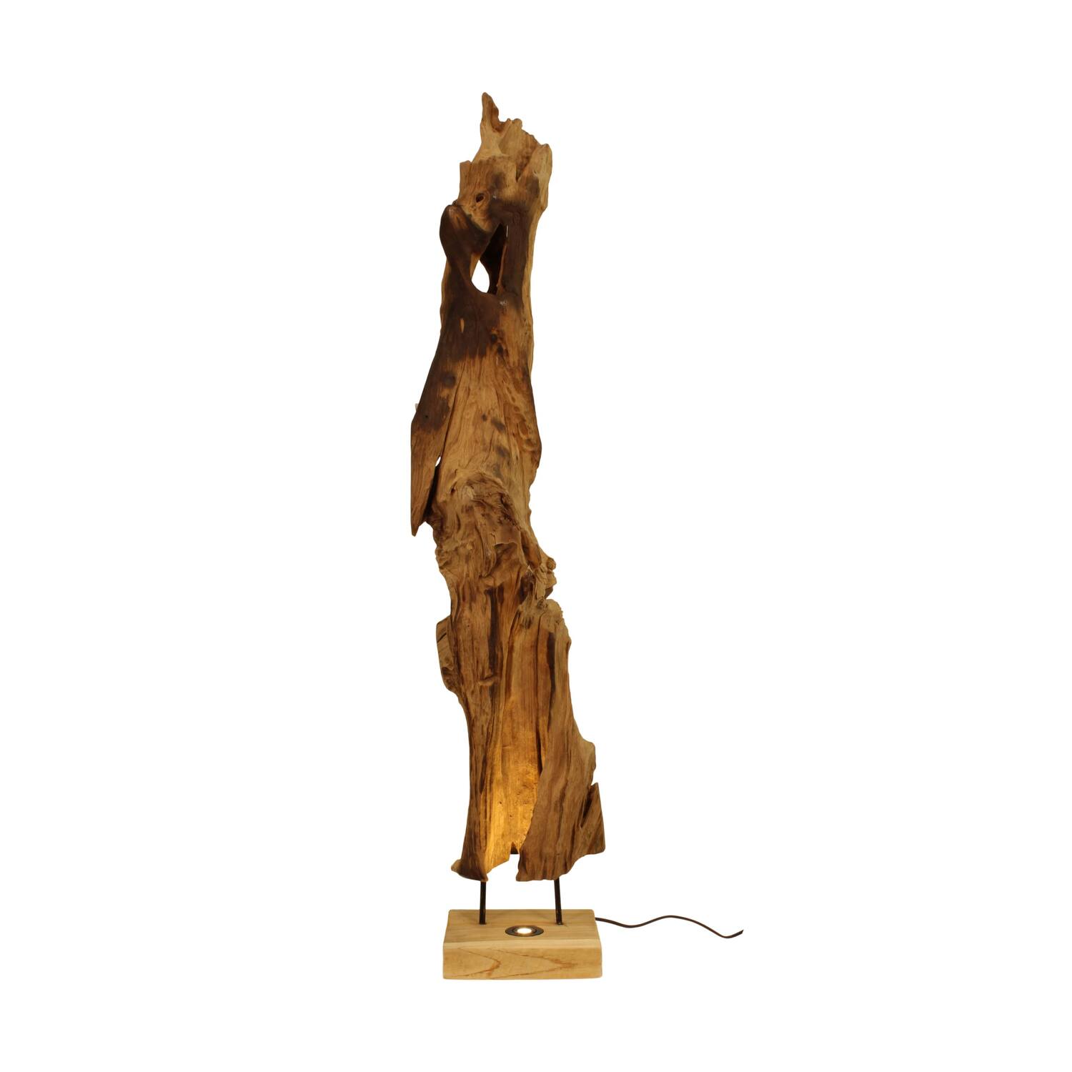 Lampe de sol organique bois de teck 30x20x120cm naturel