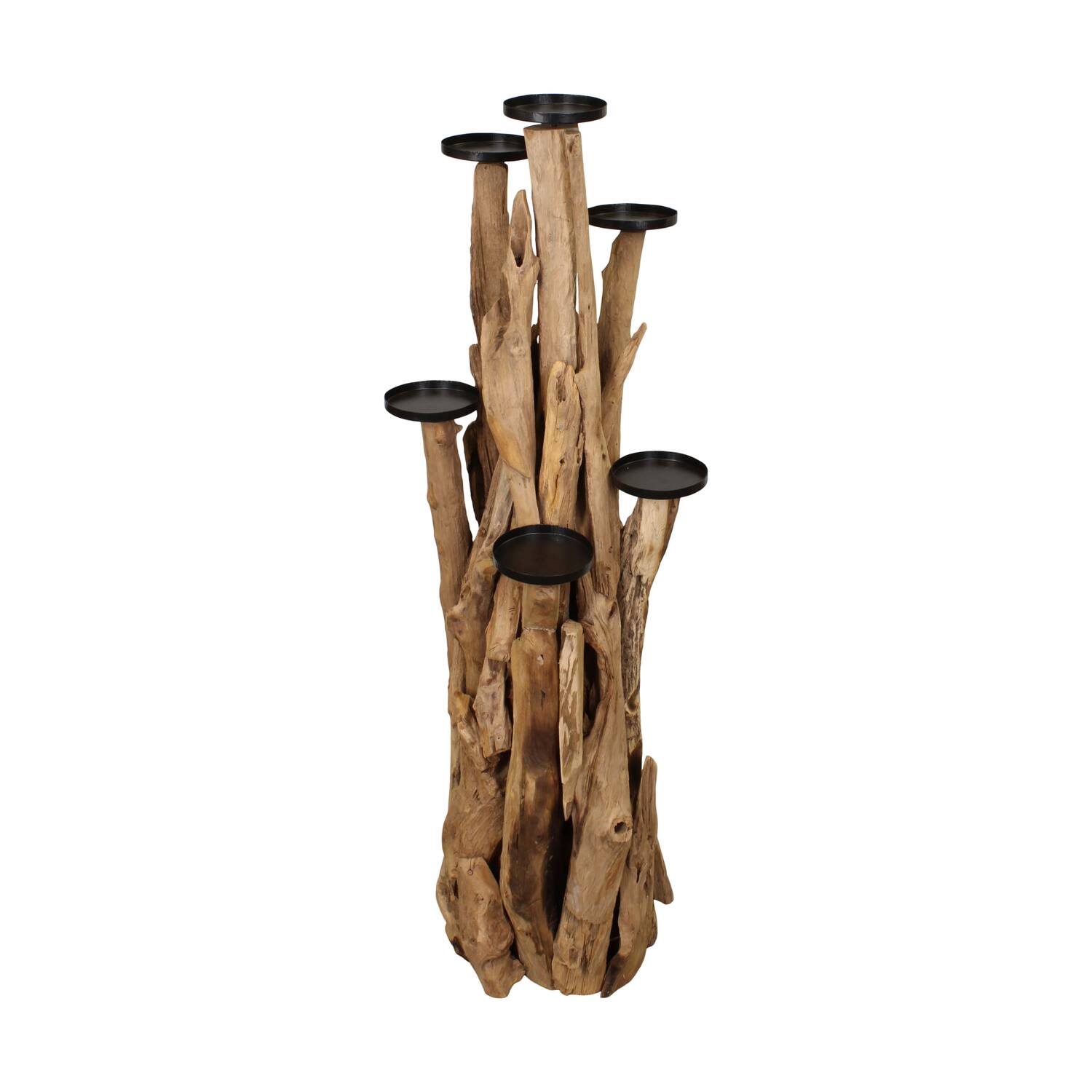 Pillar candle holder teak wood d38h120cm Natural