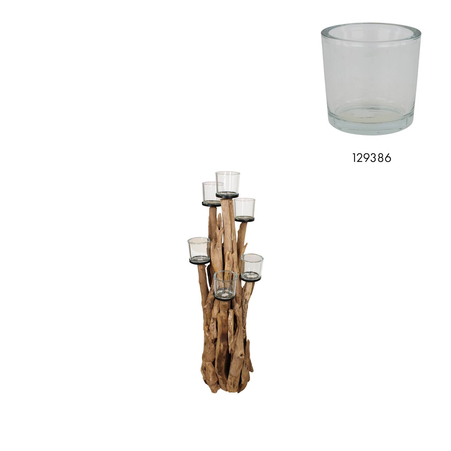 Pillar candle holder teak wood d38h120cm Natural