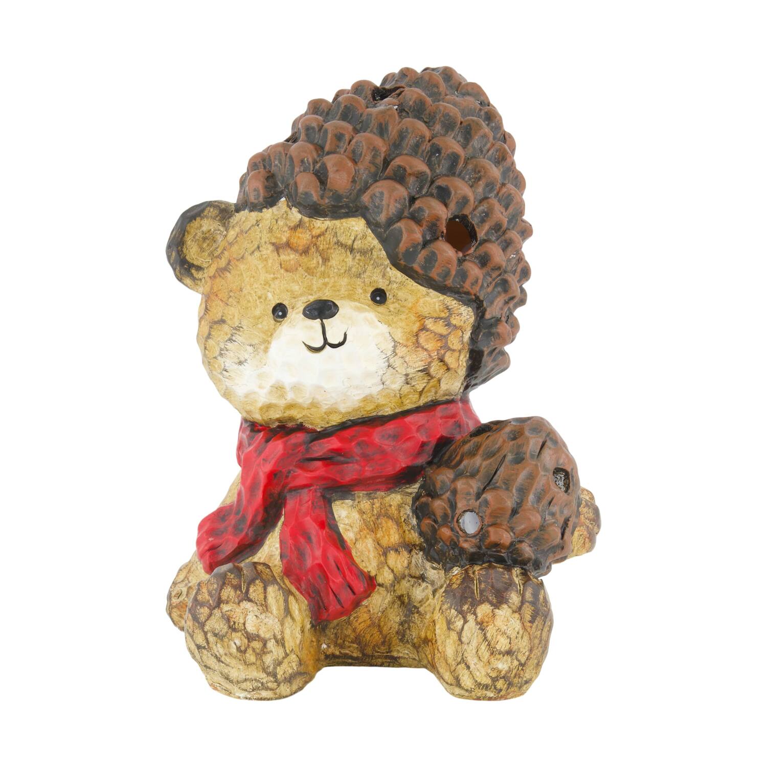 Theelichthouder beer terracotta 15x14x20cm bruin rood