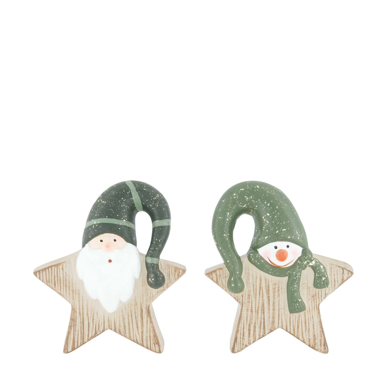 Figurine santa and snowman terracotta 13x5x14.2cm A/2