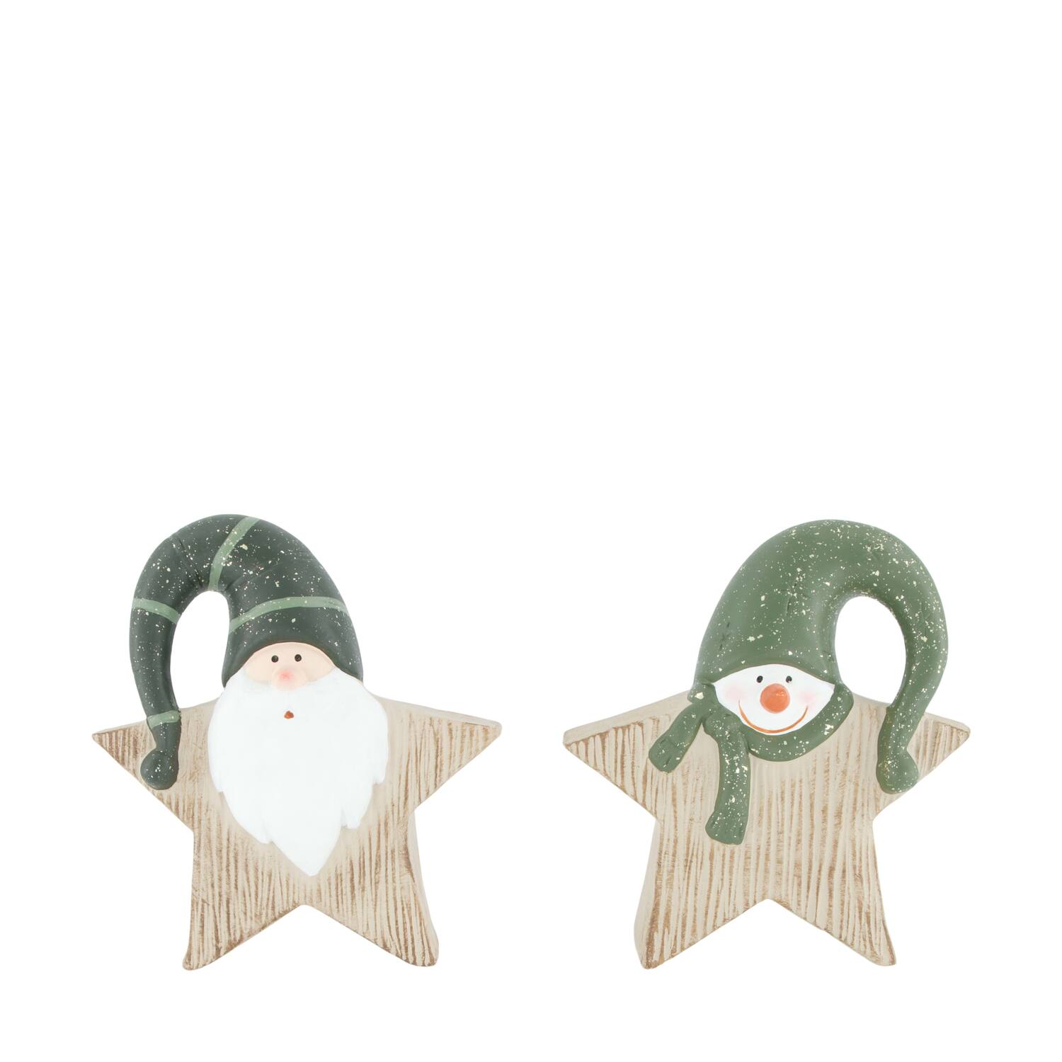 Figurine santa and snowman terracotta 17x7x19cm A/2