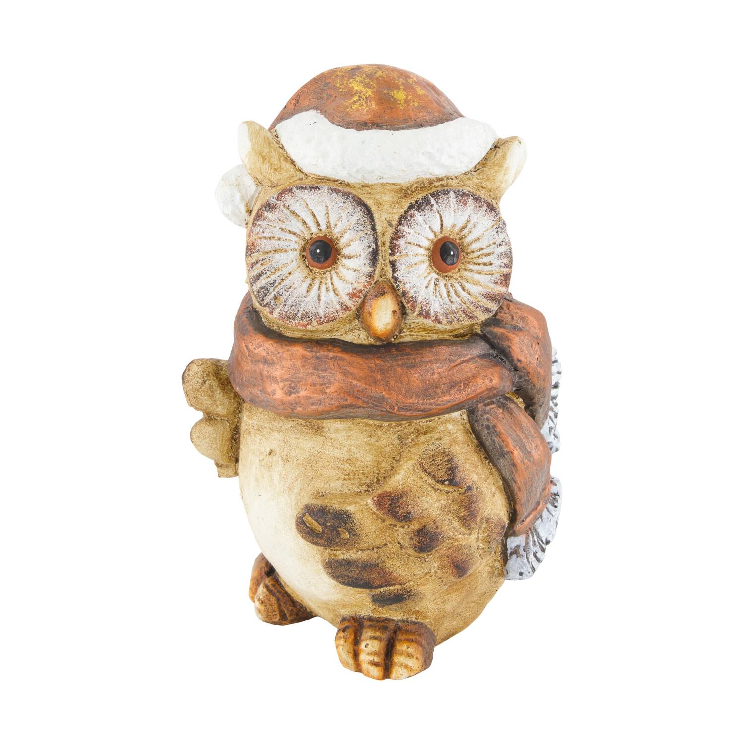 Figur Eule Magnesium 19x18x29cm Creme braun
