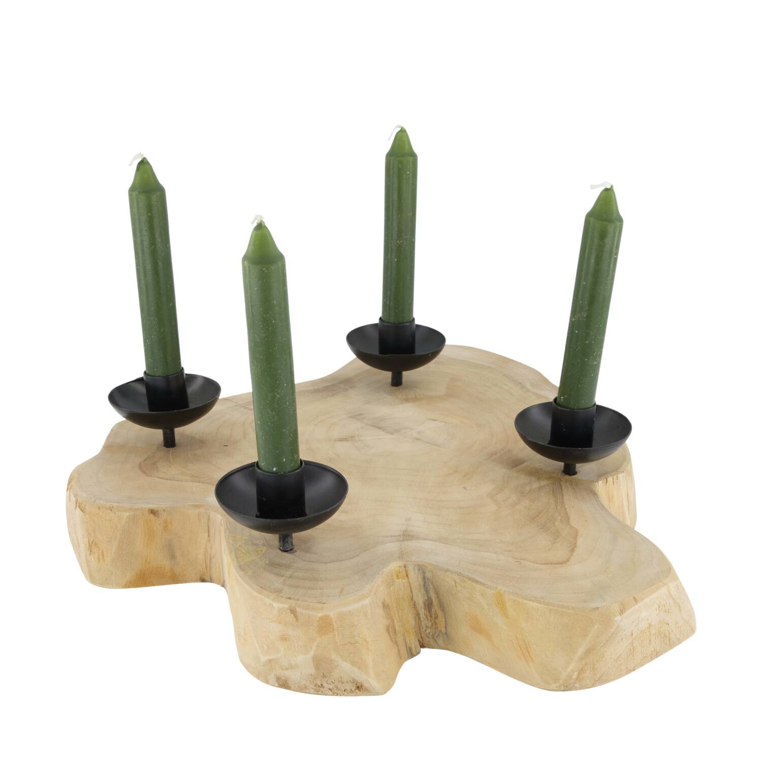 Bougeoir bois de teck d40h7cm naturel noir