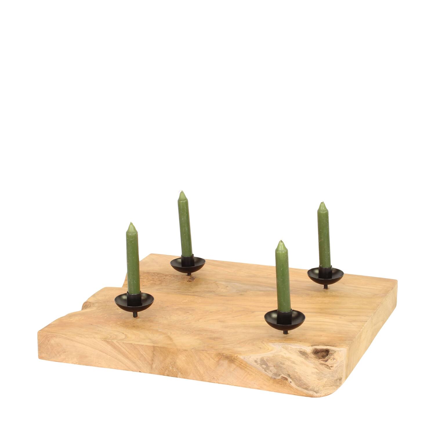Dinnercandle holder teak wood 50x50x10cm