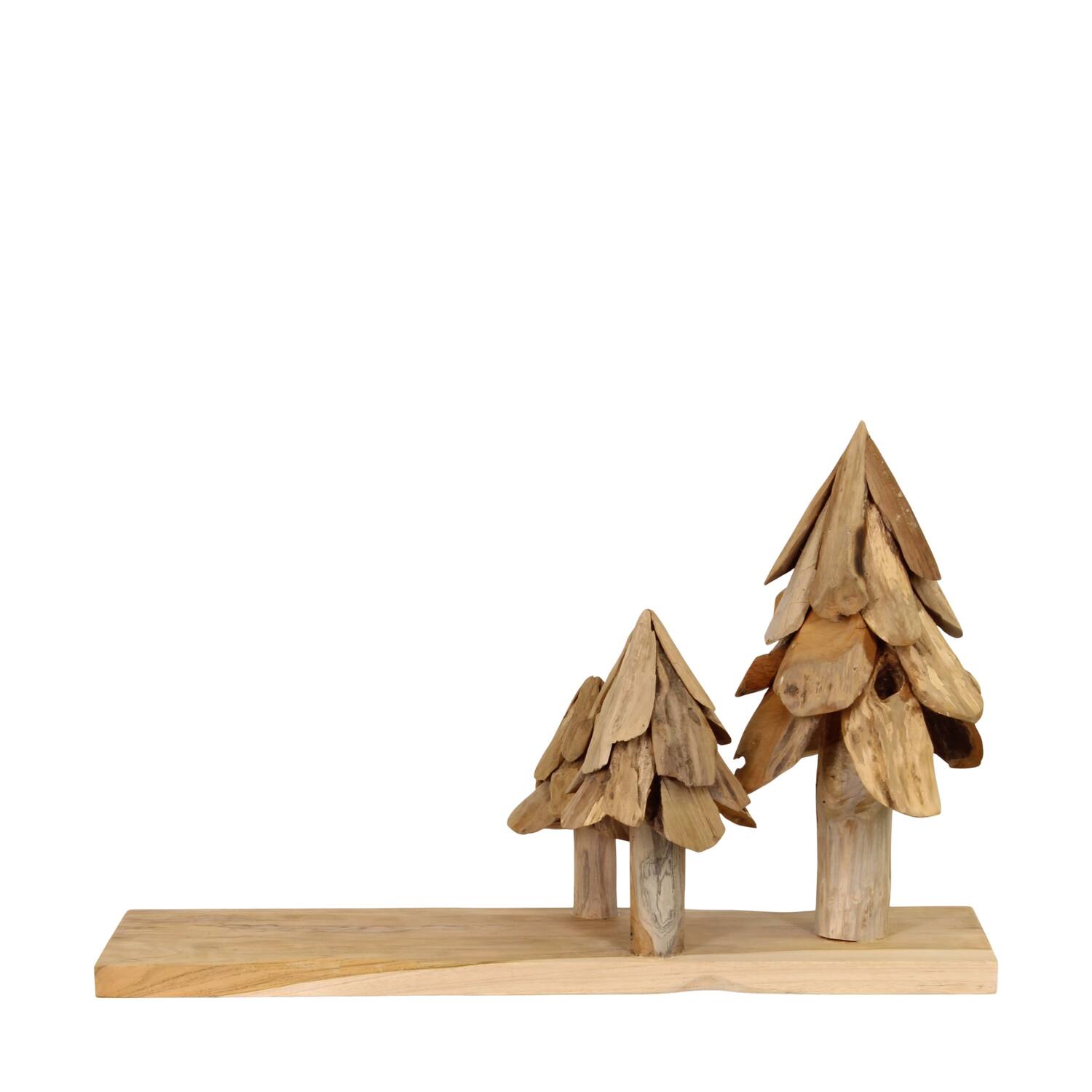 Tray with trees teak wood 70x28x44cm