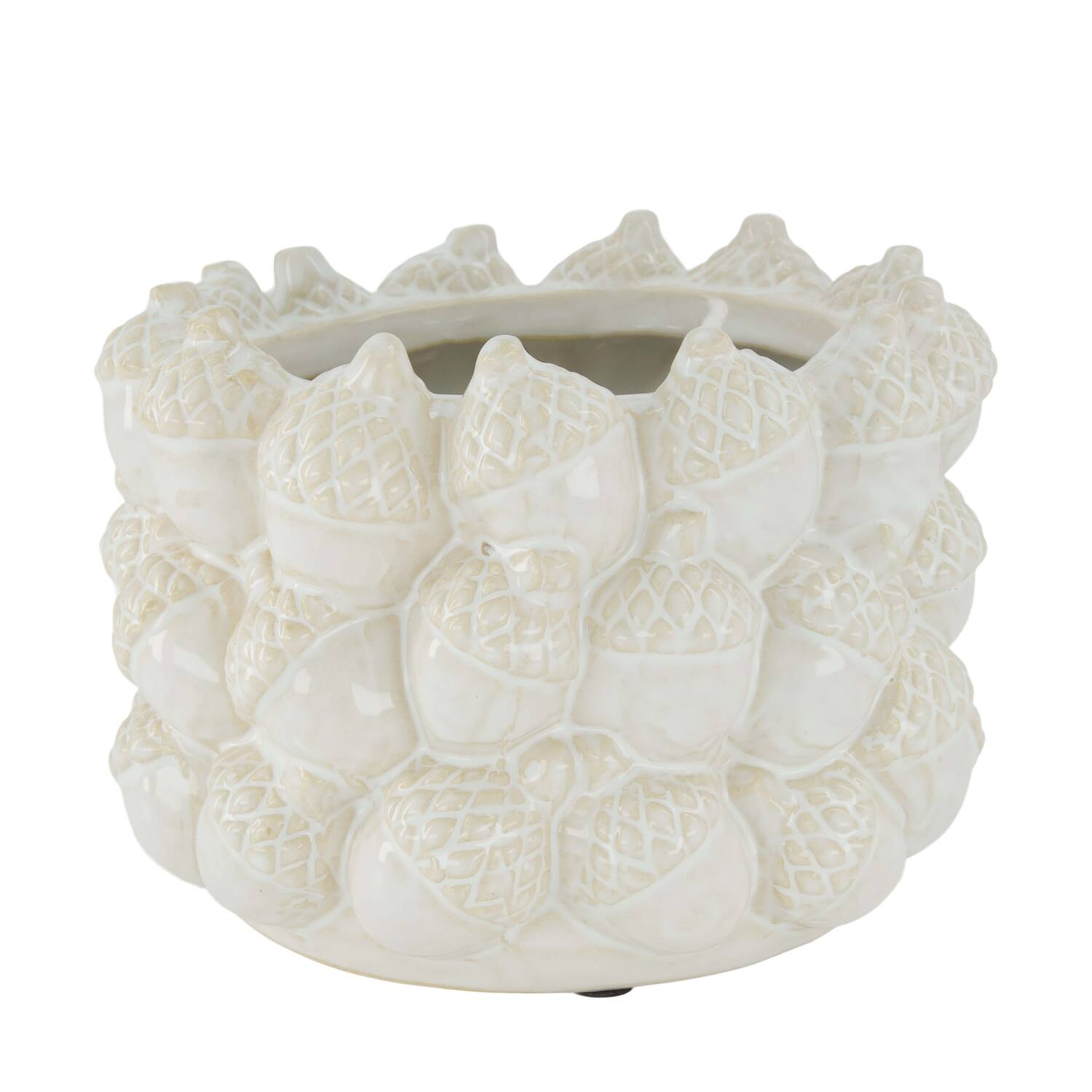 Planter pinecone ceramic d18h13cm White