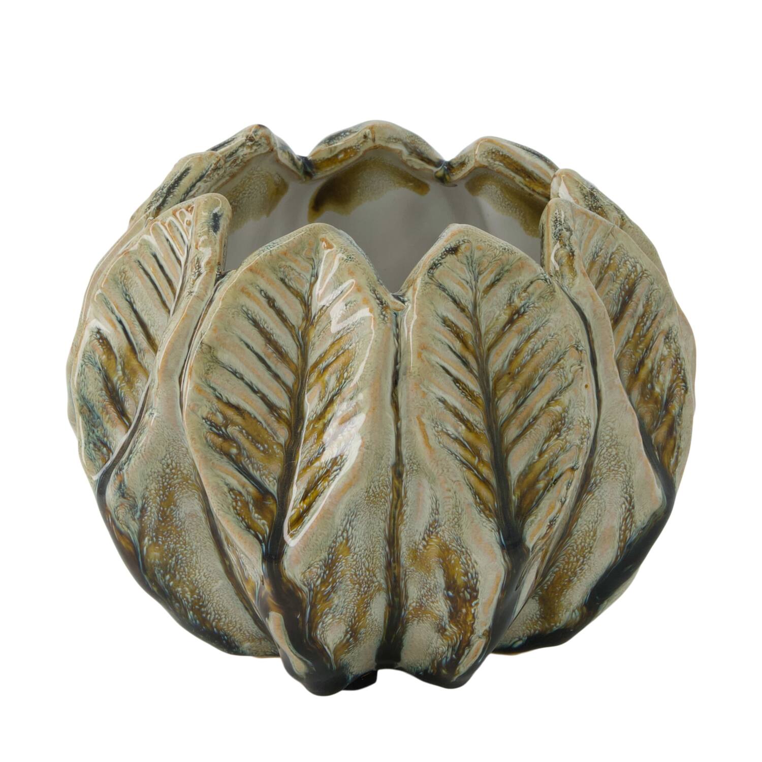 Vase leaf ceramic 14x14x11cm