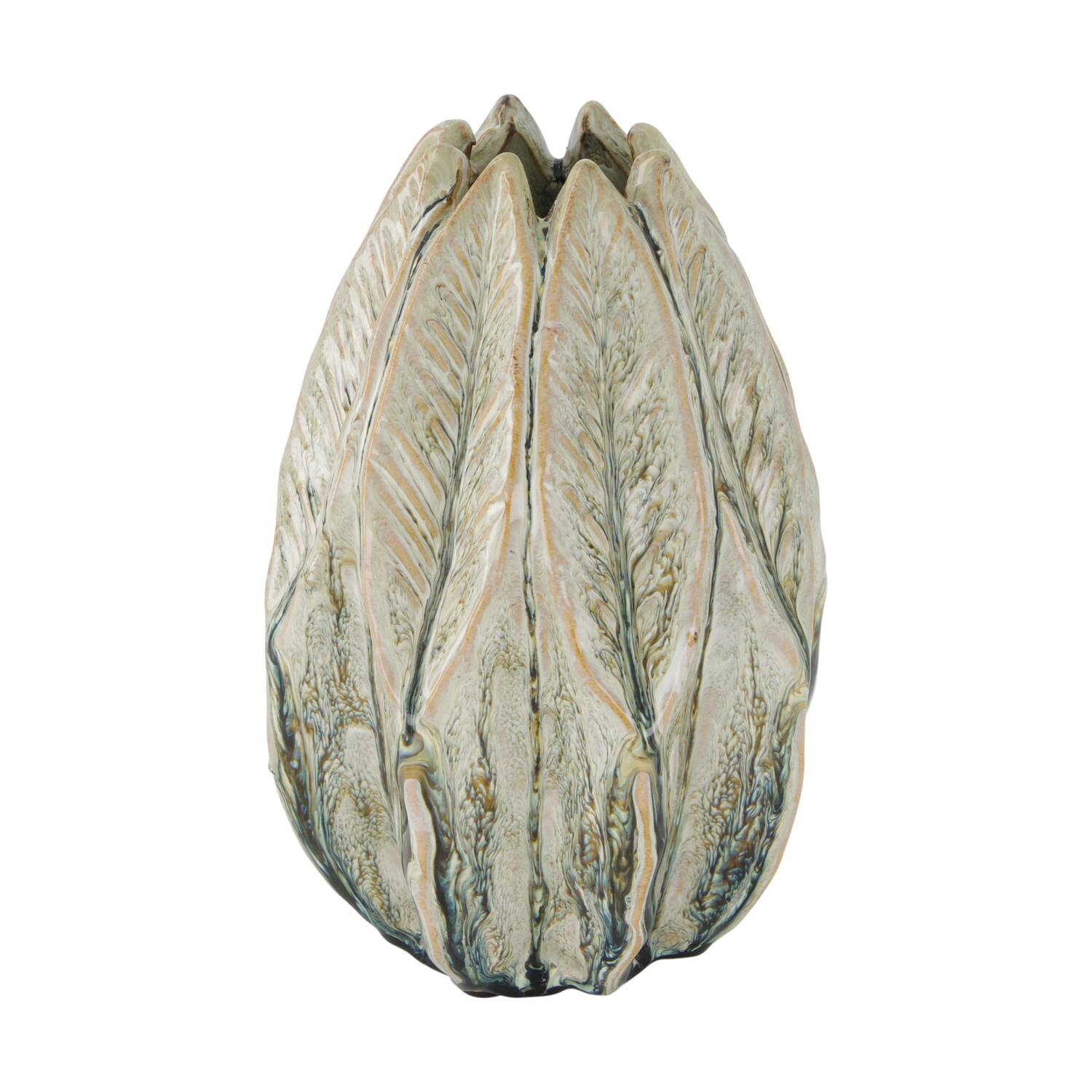 Vase leaf ceramic 12x12x19.5cm