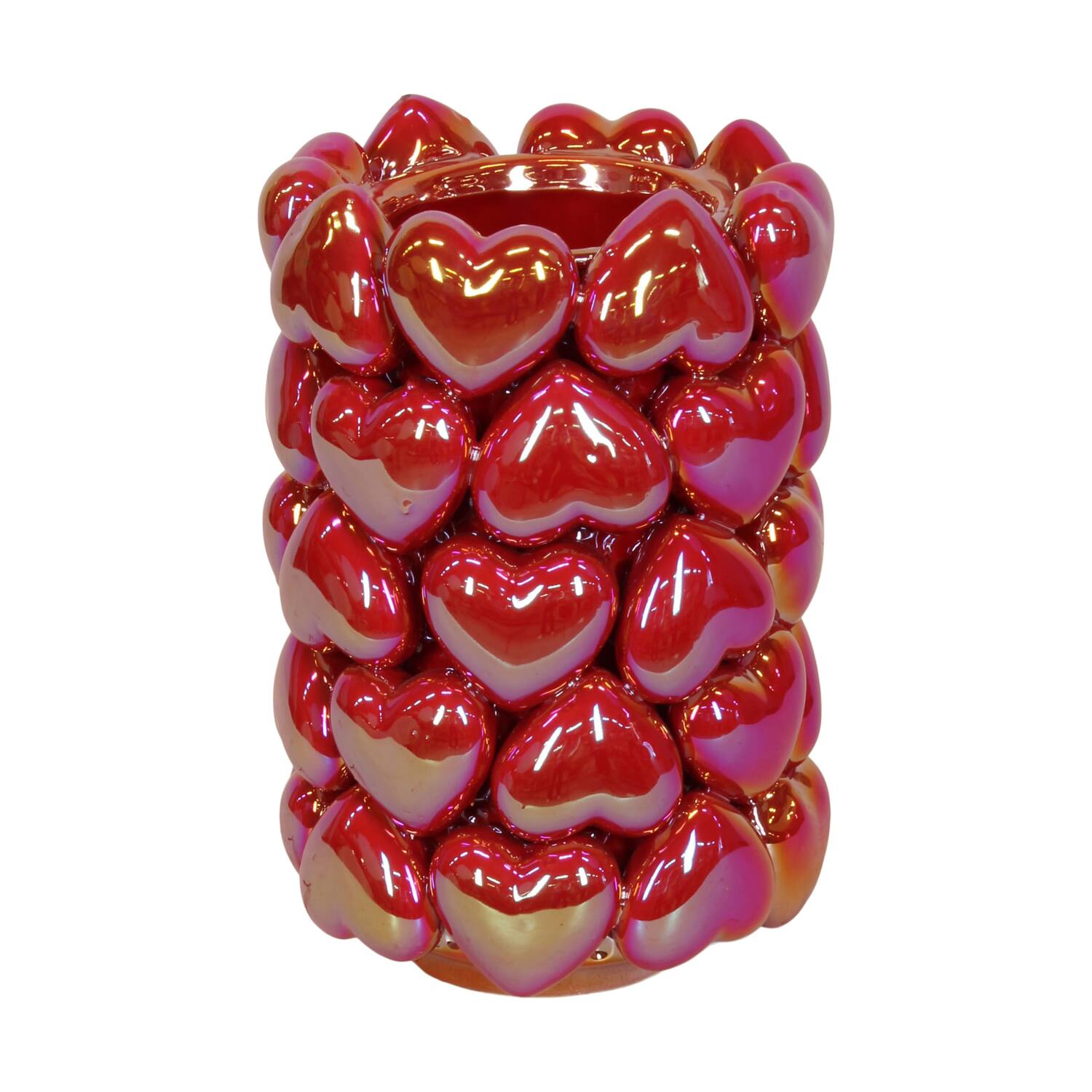 Vase céramique coeur d17.5h26cm rouge