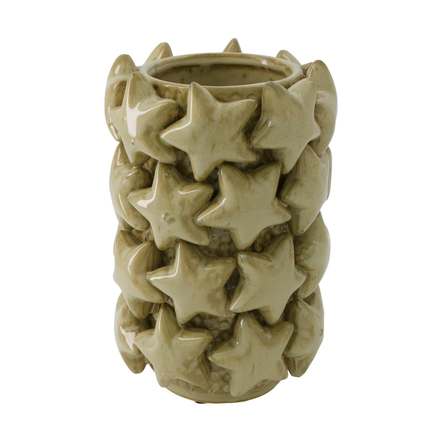 Vaas keramiek ster d17.5h26cm beige