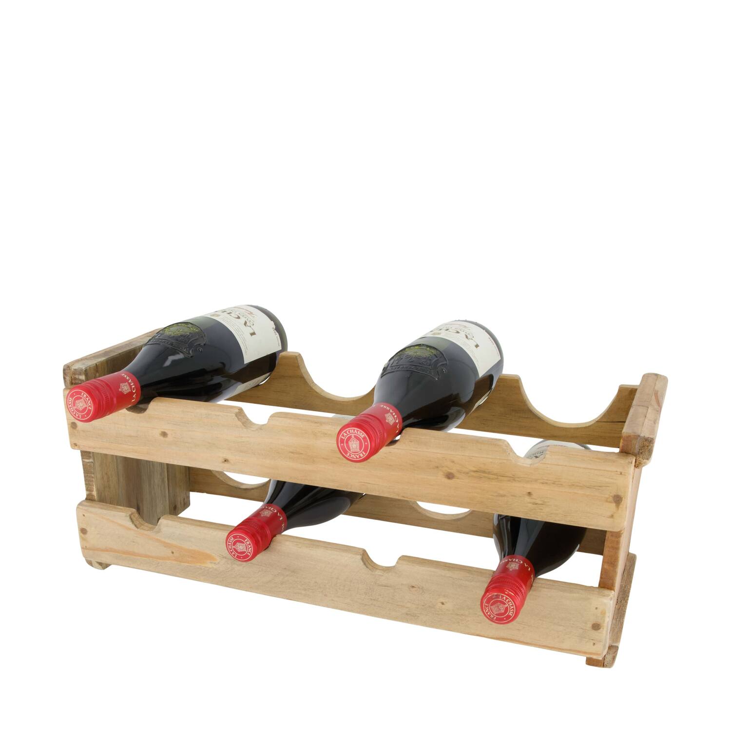 Winebottle holder teak wood 50x20x20cm