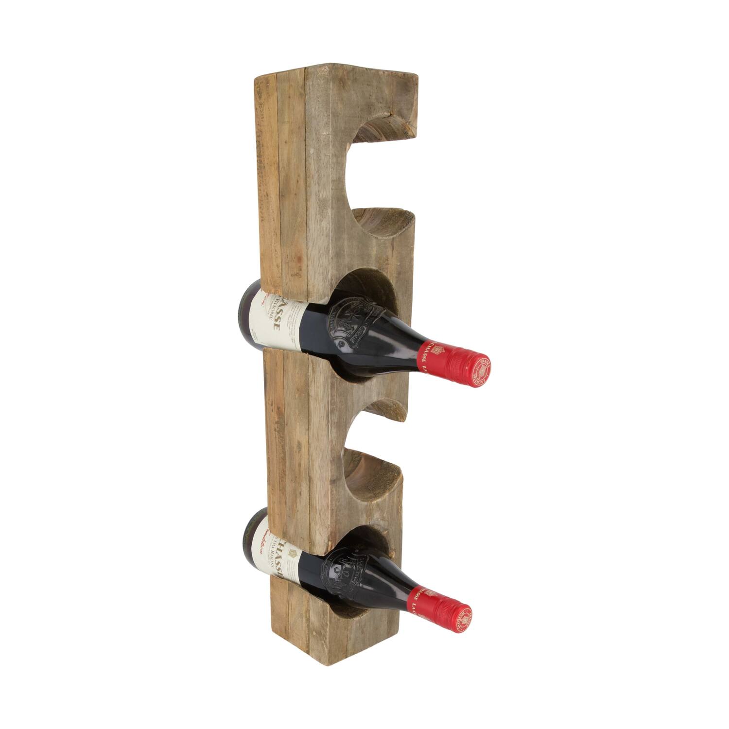 Winebottle holder teak wood 11x11x58cm