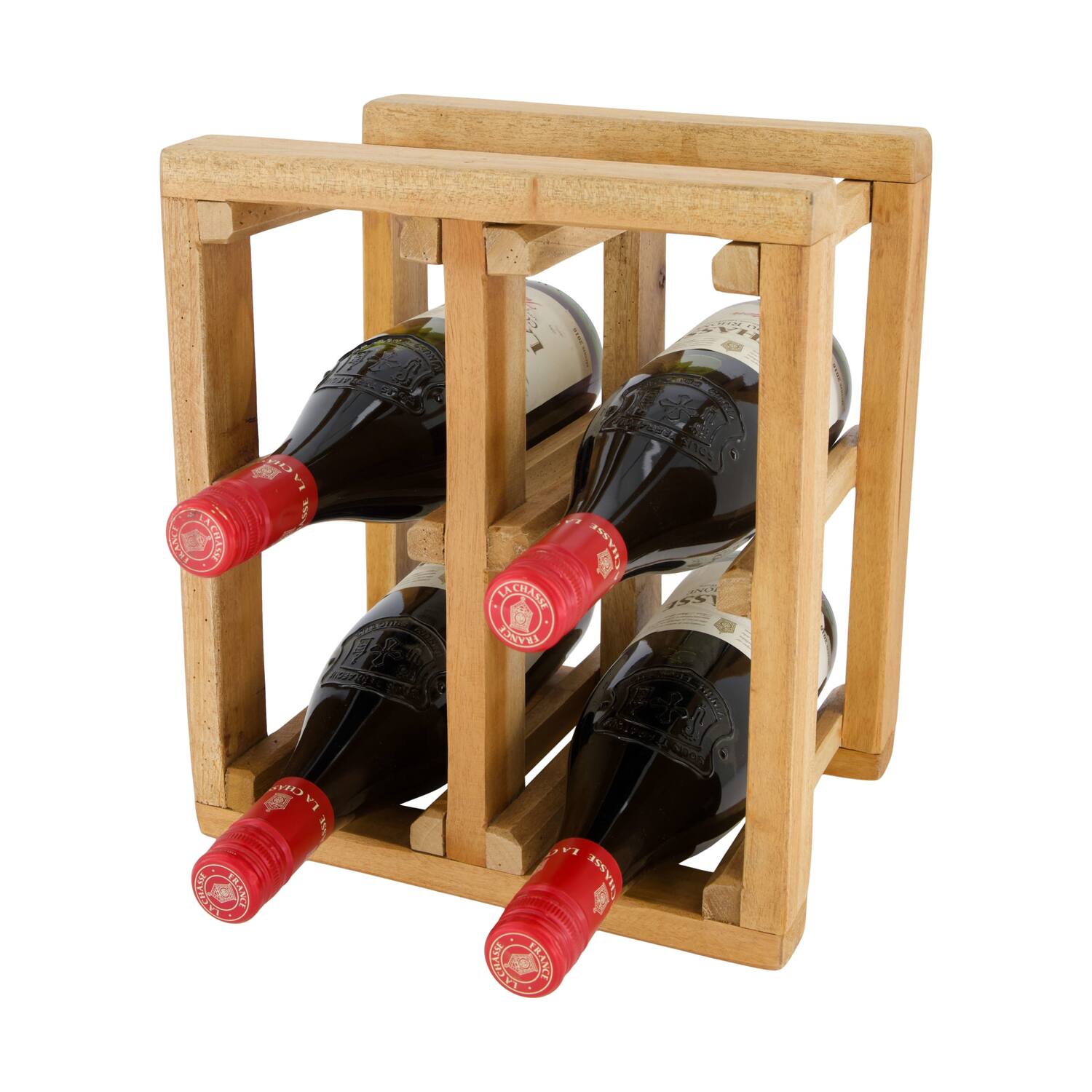 Winebottle holder teak wood 27x20x29cm