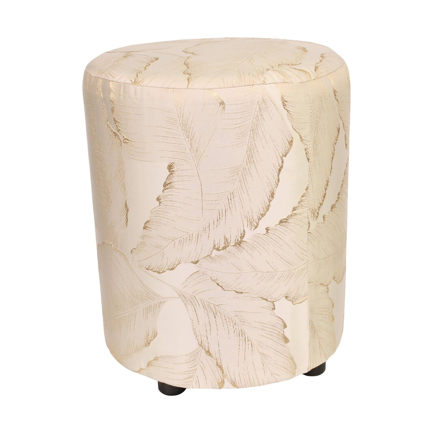 Poef polyester rond d38h48cm wit goud