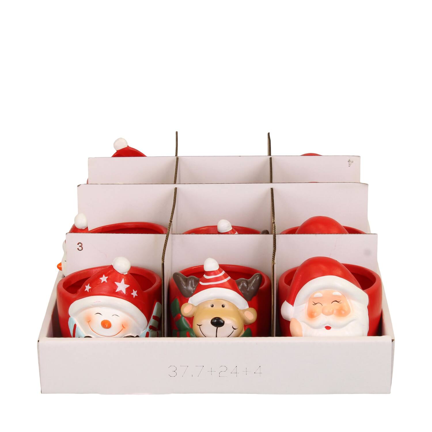 Jardinière noël en affichage céramique 9x7x9cm rouge blanc 3 variantes