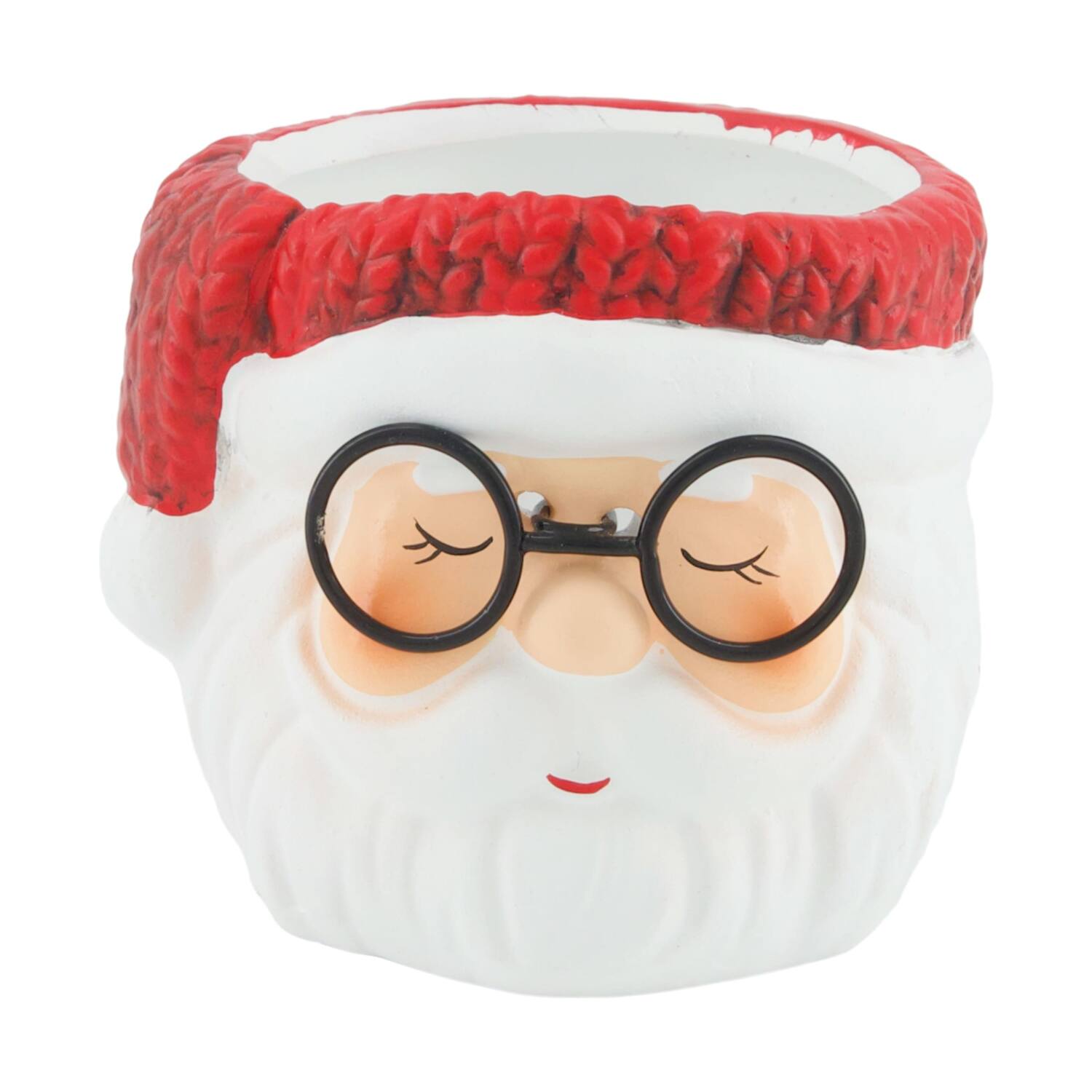 Pflanztöpfe Schneemann mit Gläsern Keramik d8.2h7cm rot weiß