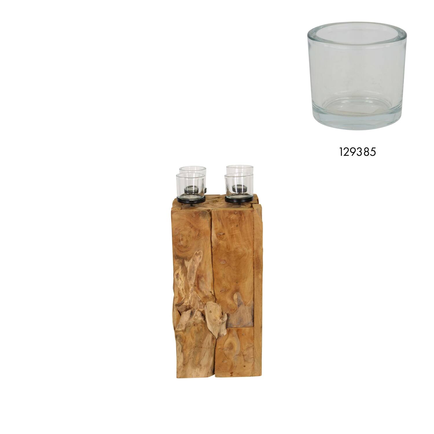 Pillar candle holder erosion wood 28x28x58cm
