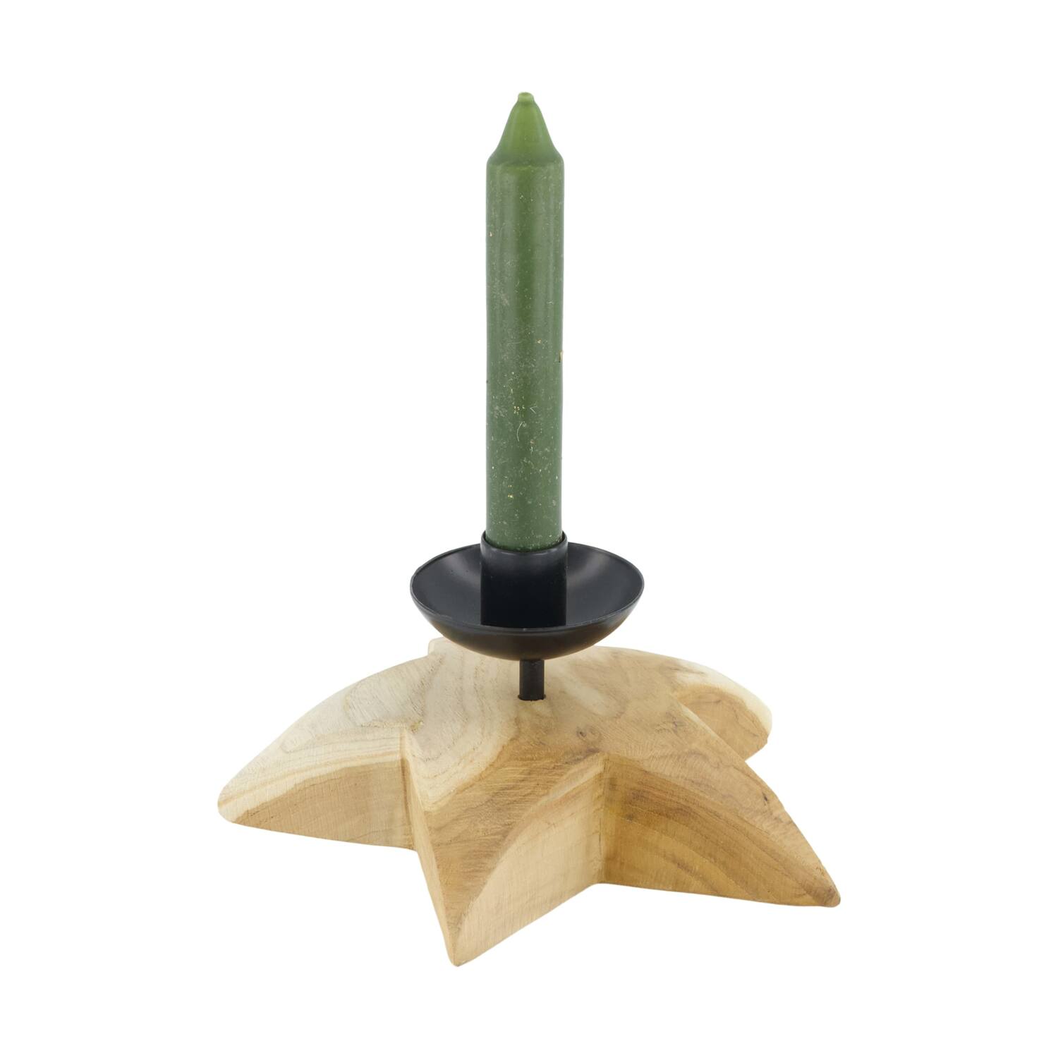 Dinnercandle holder teak wood star 18x18x9cm Natural Black