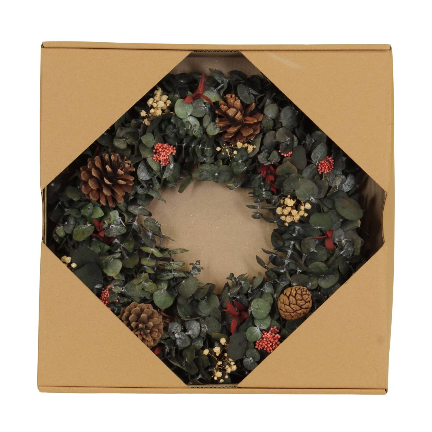 Kranz konservierte Blume Natur 35x7cm grün rot