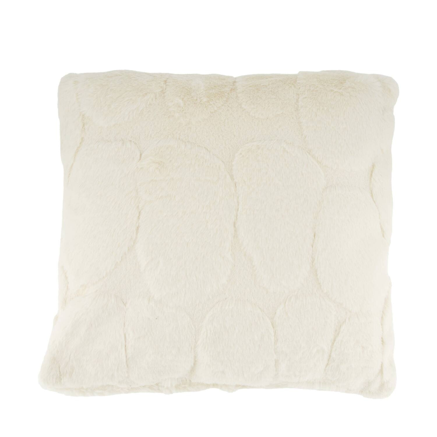 Cushion faux fur polyester 45x45x8cm Off white