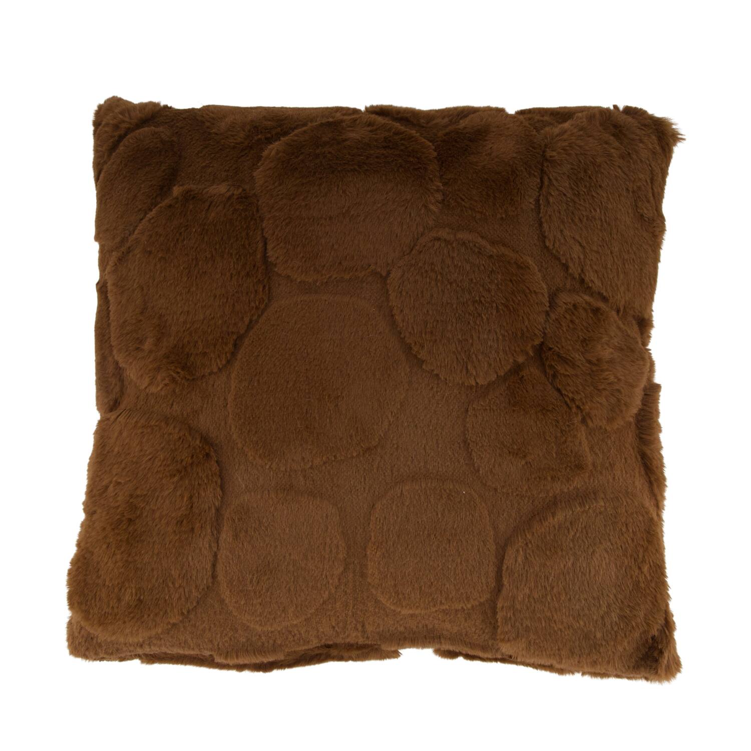 Kussen nep bont polyester 45x45x8cm bruin