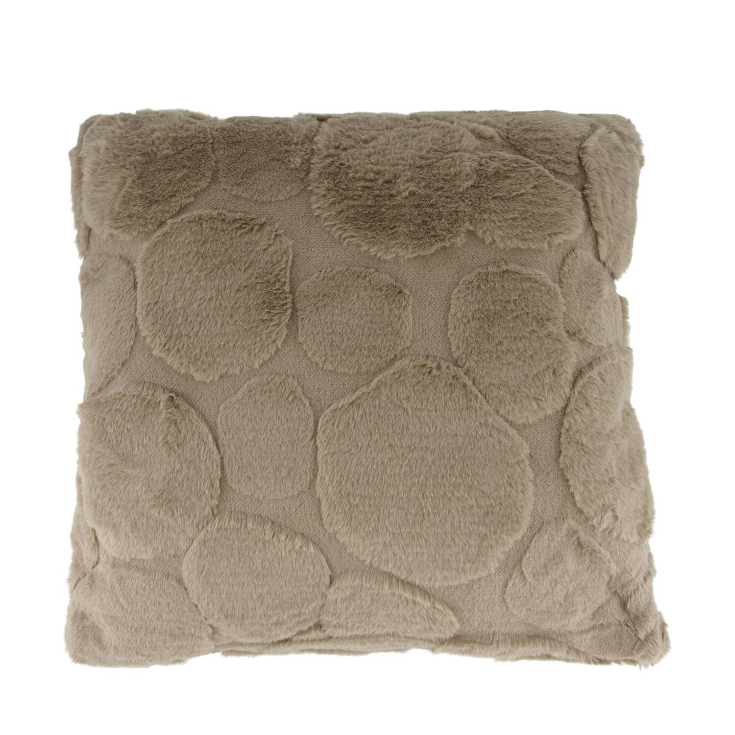 Coussin fausse fourrure polyester 45x45x8cm taupe
