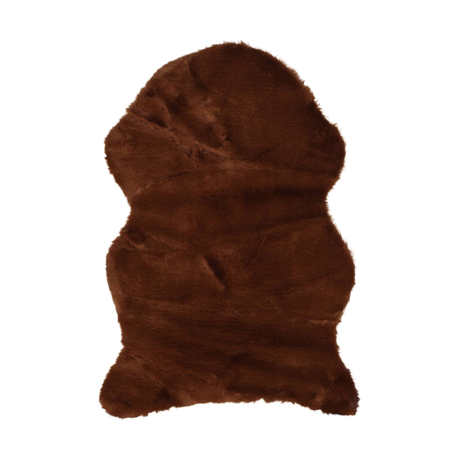 Skin faux fur polyester 60x90x4cm Brown