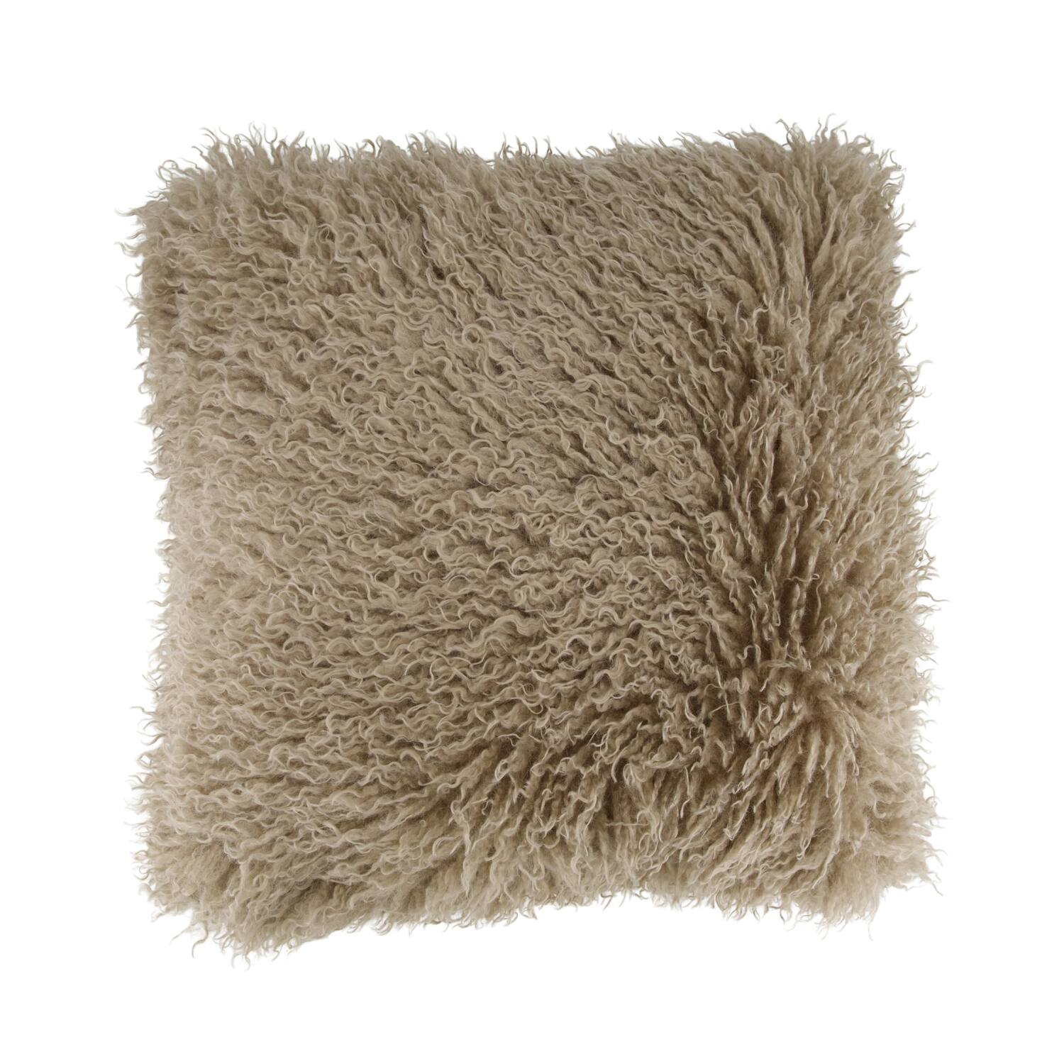 Coussin fausse fourrure polyester 45x45x8cm gris
