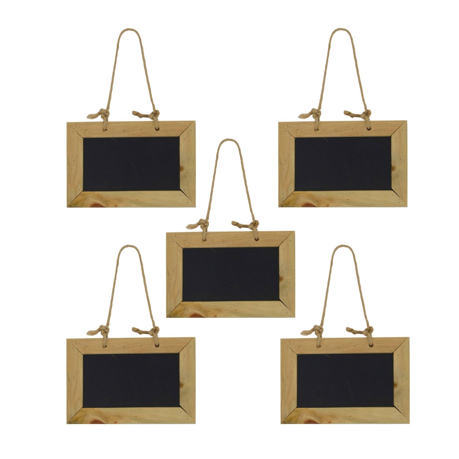 MDF-krijtbord met ophangkoord - 15x10x0,8 cm - set van 5 - Zwart