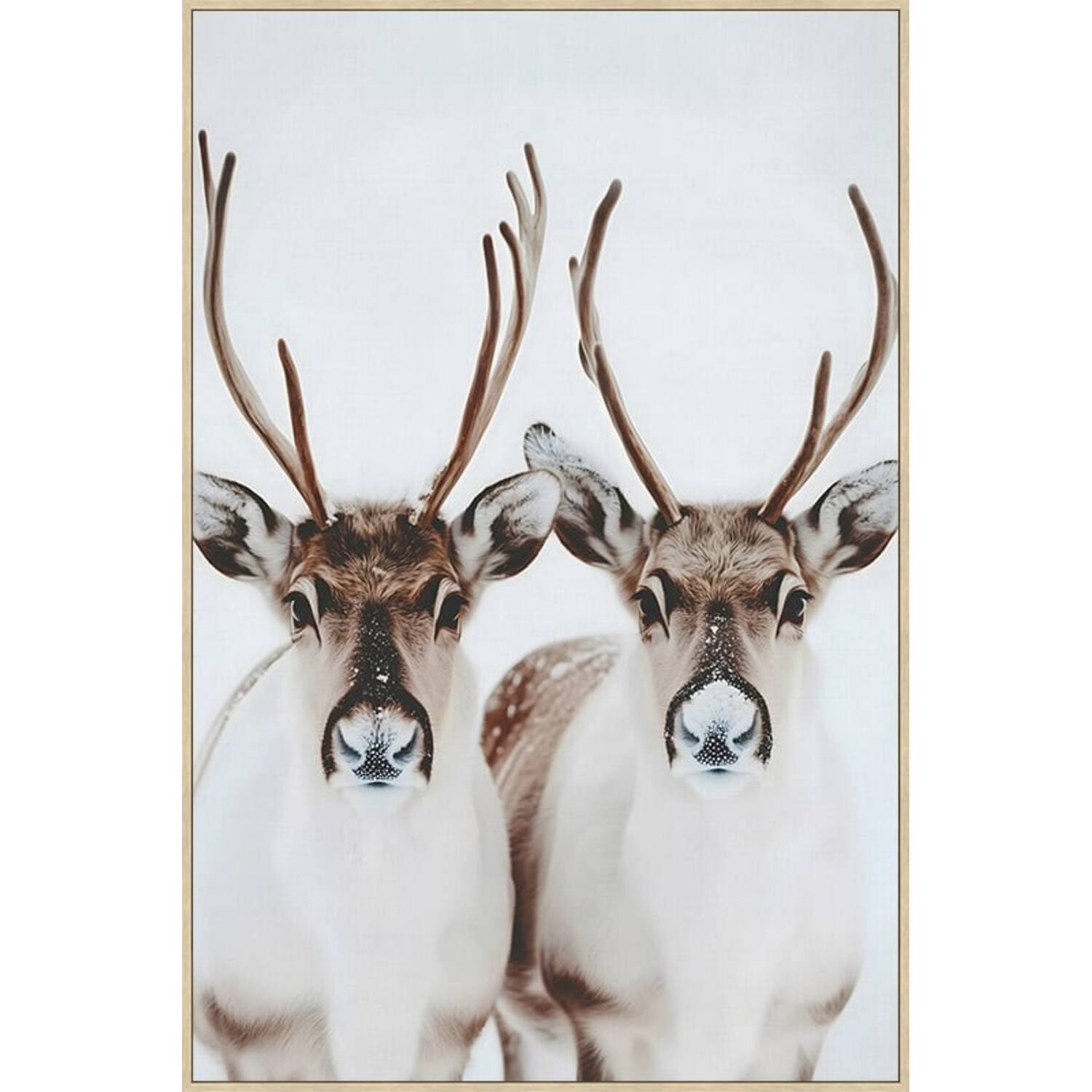 Wall art rectangular reindeer canvas with frame 77.6x4.3x117.6cm