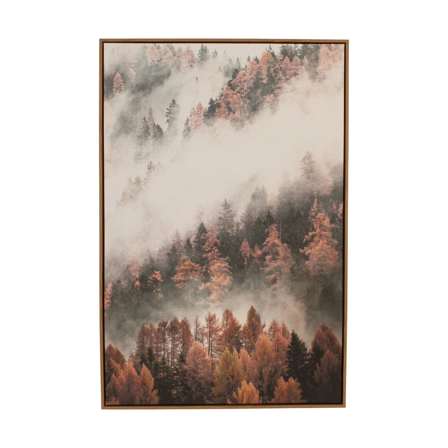 Art mural forêt toile rectangulaire avec cadre 78x4x118cm marron blanc