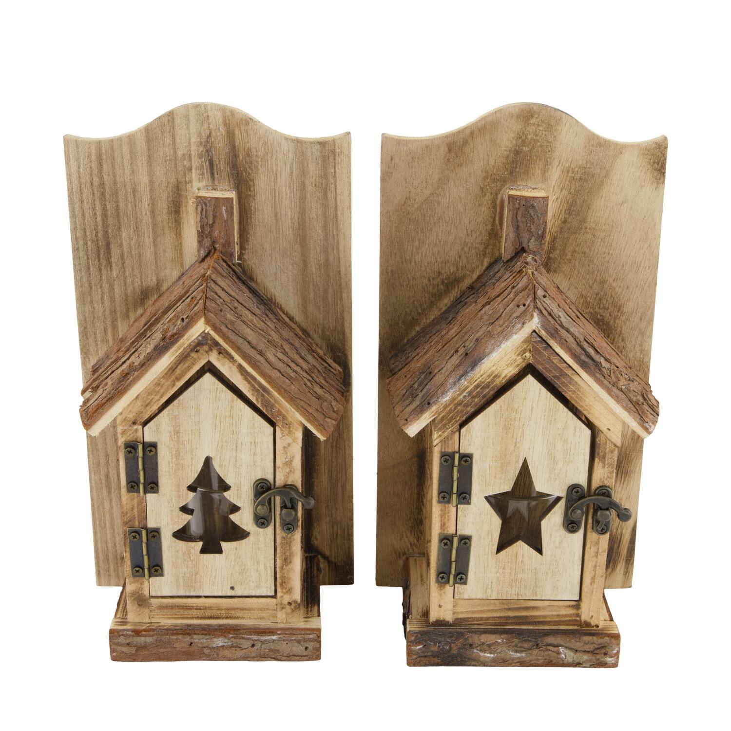 House star tree historic wood with hanger 15x9x28cm A2 - White
