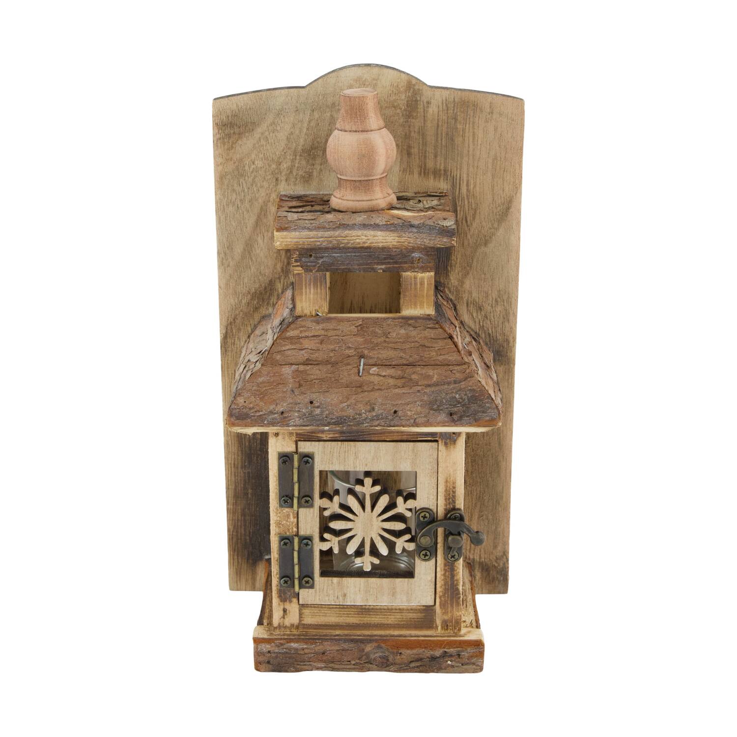 House snowflake historic wood with hanger 15x10x28cm