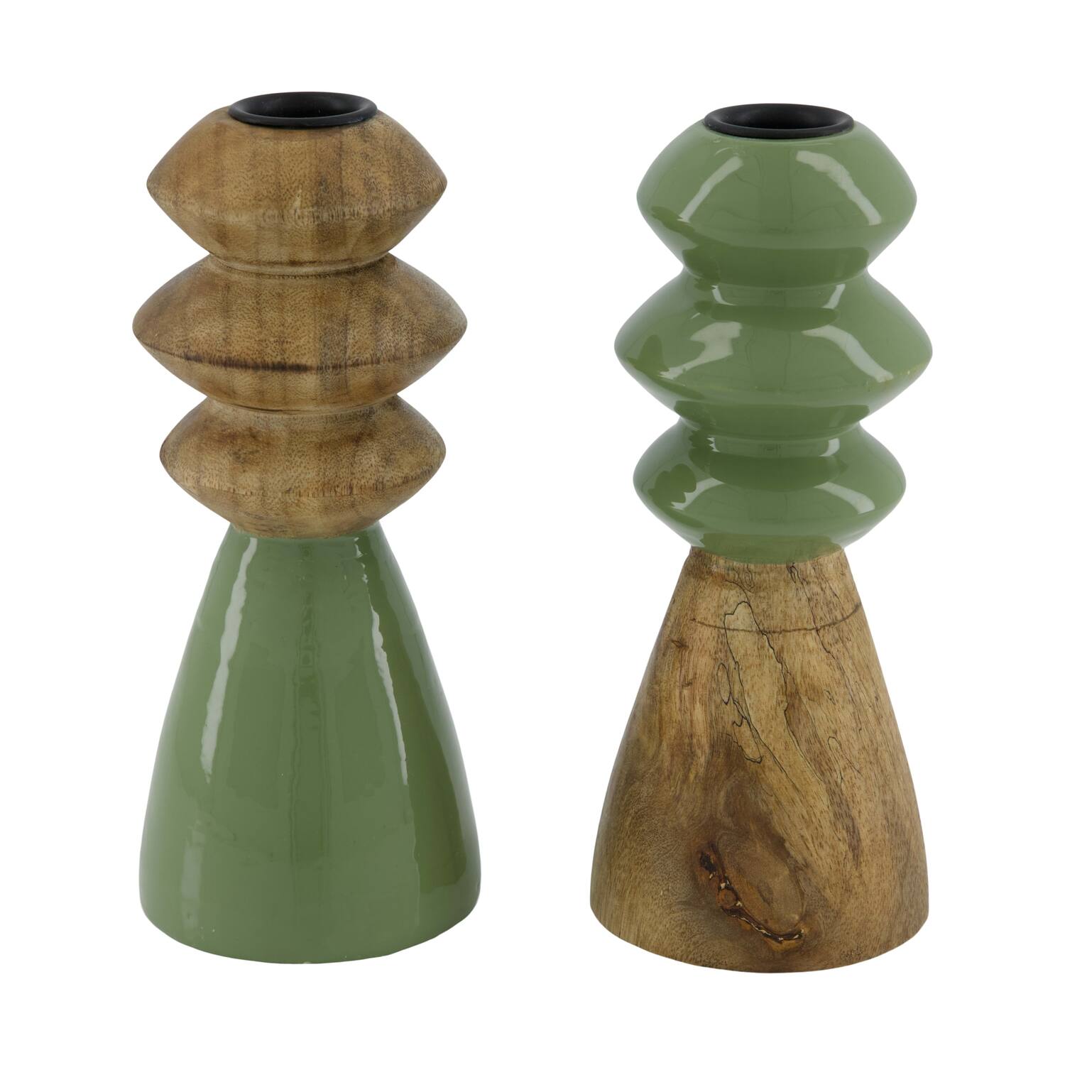 Dinner candle round mango wood 7.5x7.5x18cm C2 - Natural
